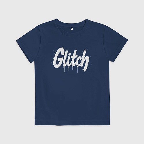 Детская футболка Глитч краской / Тёмно-синий – фото 1
