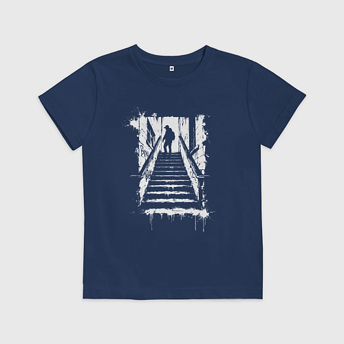 Детская футболка Человек на лестнице / Тёмно-синий – фото 1