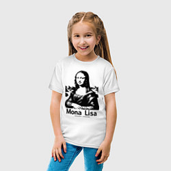 Футболка хлопковая детская Мона Лиза графическая интерпретация, цвет: белый — фото 2