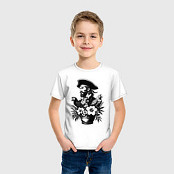 Футболка хлопковая детская Пират среди цветов, цвет: белый — фото 2