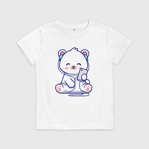 Детская футболка Music white bear / Белый – фото 1