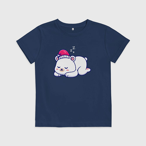 Детская футболка Спящий мишка / Тёмно-синий – фото 1