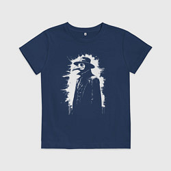 Футболка хлопковая детская Силуэт чумного доктора, цвет: тёмно-синий
