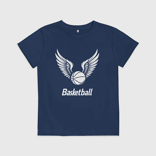 Детская футболка Basketball мяч с крыльями / Тёмно-синий – фото 1