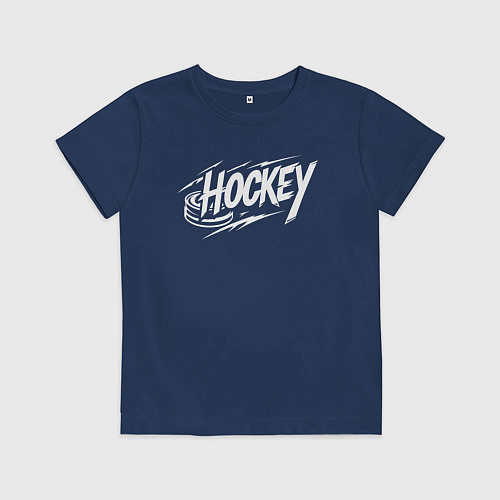 Детская футболка Хоккей с шайбой / Тёмно-синий – фото 1