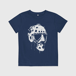 Футболка хлопковая детская Белая хоккейная маска, цвет: тёмно-синий