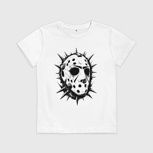 Детская футболка Шипастая хоккейная маска / Белый – фото 1