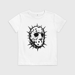 Футболка хлопковая детская Шипастая хоккейная маска, цвет: белый