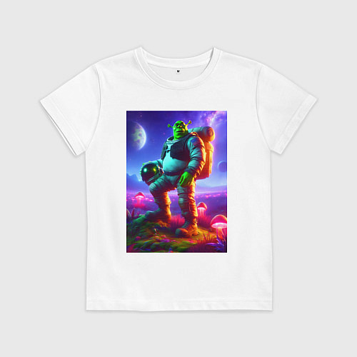 Детская футболка Космонавт Шрек на похожей планете / Белый – фото 1