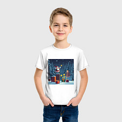 Футболка хлопковая детская Дед Морозио и Принцесса Снегурочка: вперёд за звёз, цвет: белый — фото 2