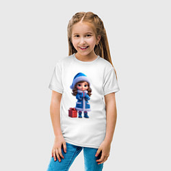 Футболка хлопковая детская Снегурочка с подарком, цвет: белый — фото 2