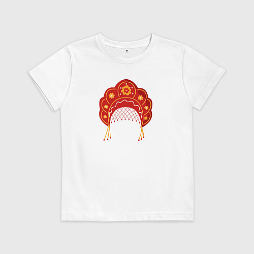 Детская футболка Старинный русский головной убор кокошник / Белый – фото 1