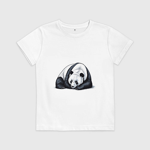 Детская футболка Лежащая панда / Белый – фото 1