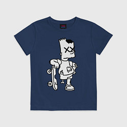 Футболка хлопковая детская Bart Simpsons Zombie, цвет: тёмно-синий