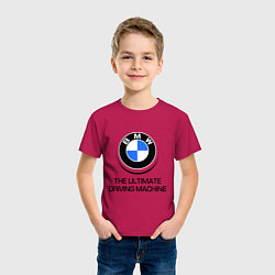 Футболка хлопковая детская BMW Driving Machine, цвет: маджента — фото 2