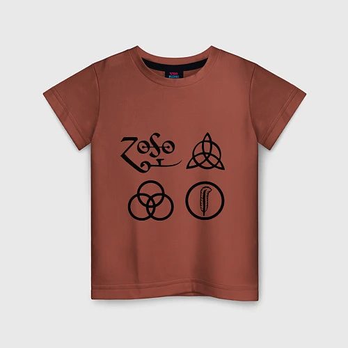 Детская футболка Led Zeppelin: symbols / Кирпичный – фото 1