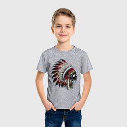 Футболка хлопковая детская Индеец, цвет: меланж — фото 2