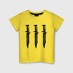 Футболка хлопковая детская Три ножа, цвет: желтый