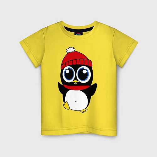 Детская футболка Удивленный пингвинчик / Желтый – фото 1