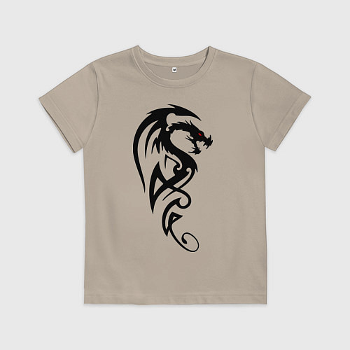 Детская футболка Дракон стильный трайбл / Миндальный – фото 1