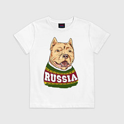 Футболка хлопковая детская Made in Russia: собака, цвет: белый