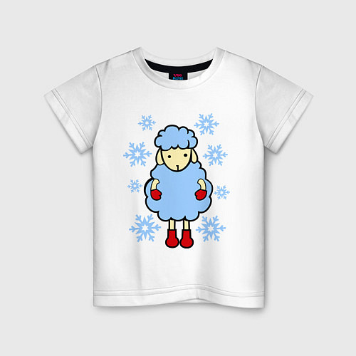 Детская футболка Барашек и снежинки / Белый – фото 1