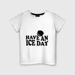 Футболка хлопковая детская Have an ice day, цвет: белый
