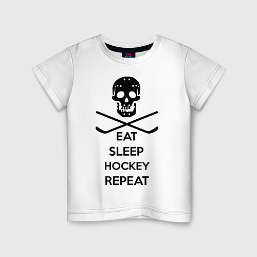 Детская футболка Eat sleep hockey repeat / Белый – фото 1