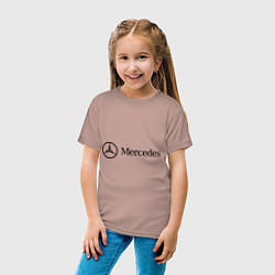 Футболка хлопковая детская Mercedes Logo, цвет: пыльно-розовый — фото 2