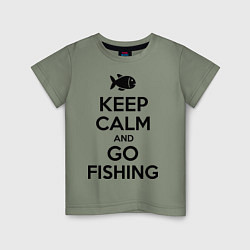 Футболка хлопковая детская Keep Calm & Go fishing, цвет: авокадо