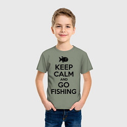 Футболка хлопковая детская Keep Calm & Go fishing, цвет: авокадо — фото 2