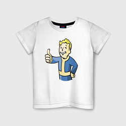 Футболка хлопковая детская Fallout vault boy, цвет: белый