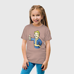 Футболка хлопковая детская Fallout vault boy, цвет: пыльно-розовый — фото 2