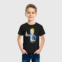 Футболка хлопковая детская Fallout vault boy, цвет: черный — фото 2