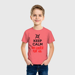 Футболка хлопковая детская Keep Calm & Justice For All, цвет: коралловый — фото 2