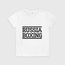 Футболка хлопковая детская Russia boxing, цвет: белый
