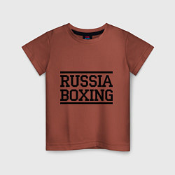 Футболка хлопковая детская Russia boxing, цвет: кирпичный
