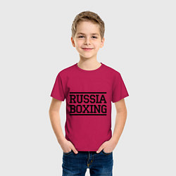 Футболка хлопковая детская Russia boxing, цвет: маджента — фото 2