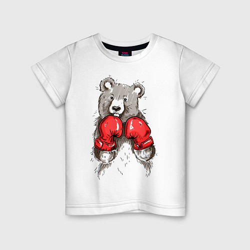 Детская футболка Bear Boxing / Белый – фото 1