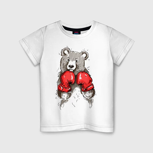 Детская футболка Bear Boxing / Белый – фото 1