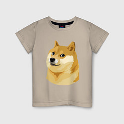 Футболка хлопковая детская Doge, цвет: миндальный