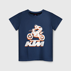 Футболка хлопковая детская KTM белый, цвет: тёмно-синий