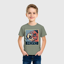 Футболка хлопковая детская Мопс, цвет: авокадо — фото 2