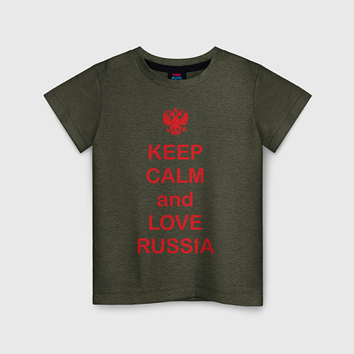 Детская футболка Keep Calm & Love Russia / Меланж-хаки – фото 1