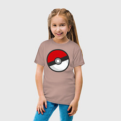 Футболка хлопковая детская Pokeball, цвет: пыльно-розовый — фото 2