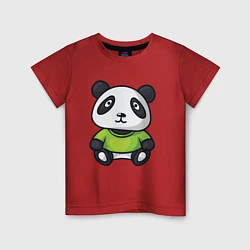 Футболка хлопковая детская Маленький панда, цвет: красный