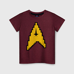 Футболка хлопковая детская Star Trek: 8 bit, цвет: меланж-бордовый