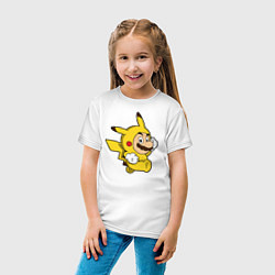 Футболка хлопковая детская Pika Suit, цвет: белый — фото 2