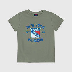 Футболка хлопковая детская New York Rengers, цвет: авокадо