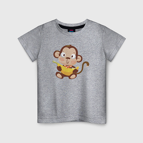 Детская футболка Обезьянка с бананом / Меланж – фото 1